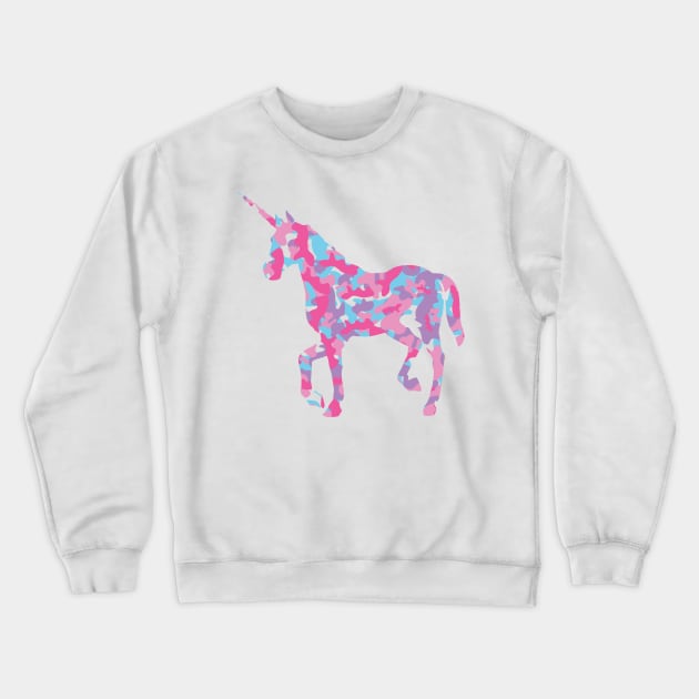 Unicorn Camo Print Crewneck Sweatshirt by Danie Bevis Design